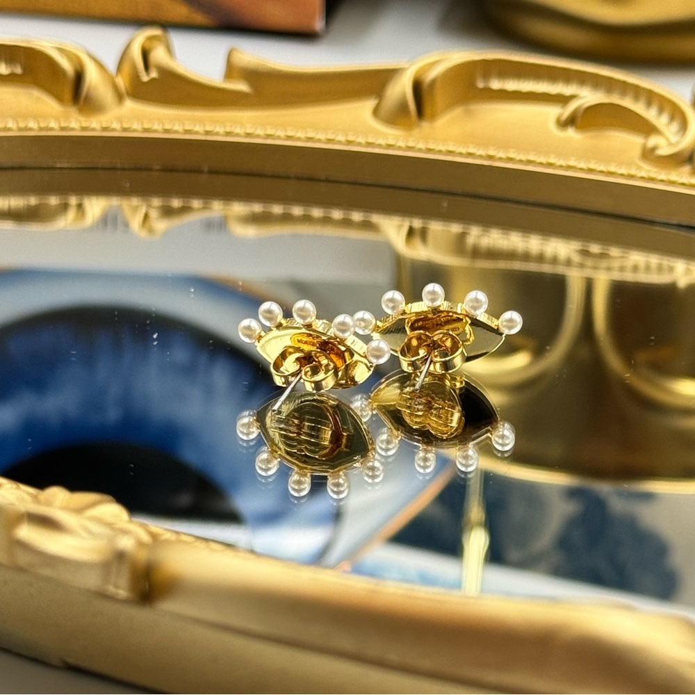 🆕 KATE SPADE 🧿 NWT Evil Eye Statement Studs - Crystal & Pearl - Picture 6 of 15